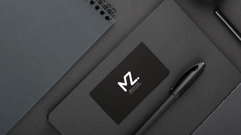 Branding equipment. Een visitekaartje met het MerkZicht logo.